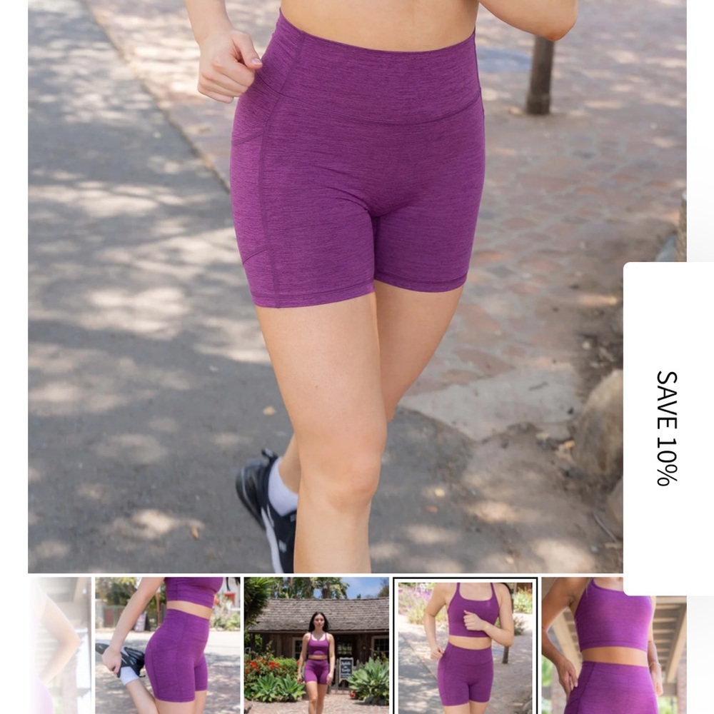 Purple Athletic Crop Top and Shorts Set